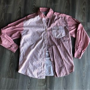 Vintage Mixed Fabric Colorblock Button-down